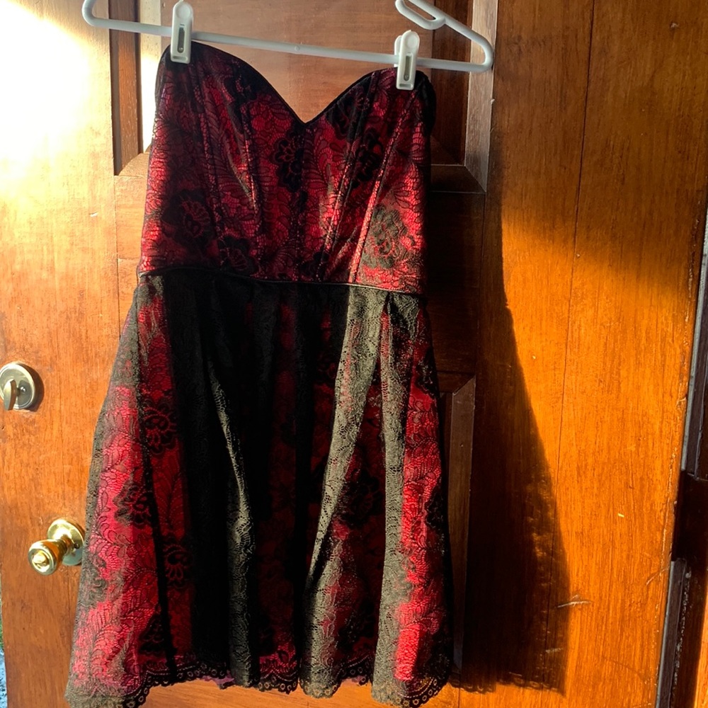 Bebe Strapless Lace Mini Dress